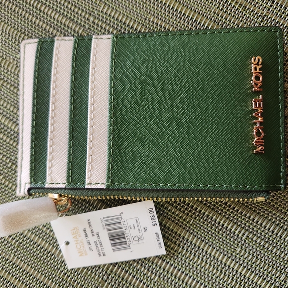Michael Kors Green and White Card Holder - Picture 1 of 5